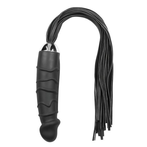 Easytoys Flogger - Whip and Silicone Dildo Combo (Black)