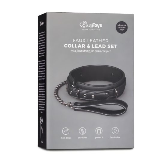 Easytoys Fetish Collar with Leash (Black)