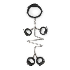   Easytoys - Collar, Wrist and Ankle Cuffs - Bondage Set (Black)