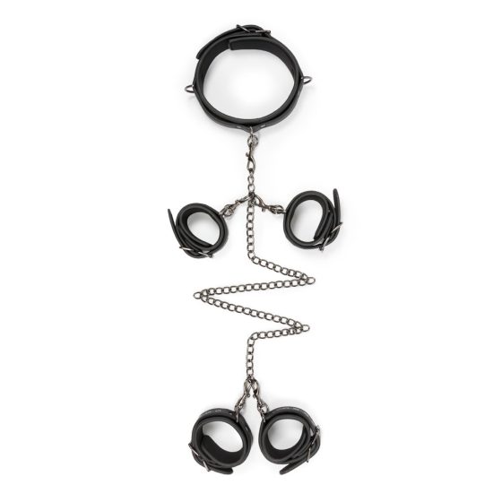 Easytoys - Collar, Wrist and Ankle Cuffs - Bondage Set (Black)