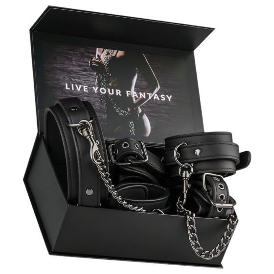 Easytoys - Collar, Wrist and Ankle Cuffs - Bondage Set (Black)