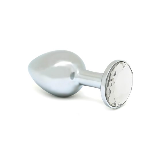 Rimba XS - transparent gem metal anal plug (silver)