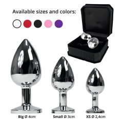 Rimba XS - transparent gem metal anal plug (silver)