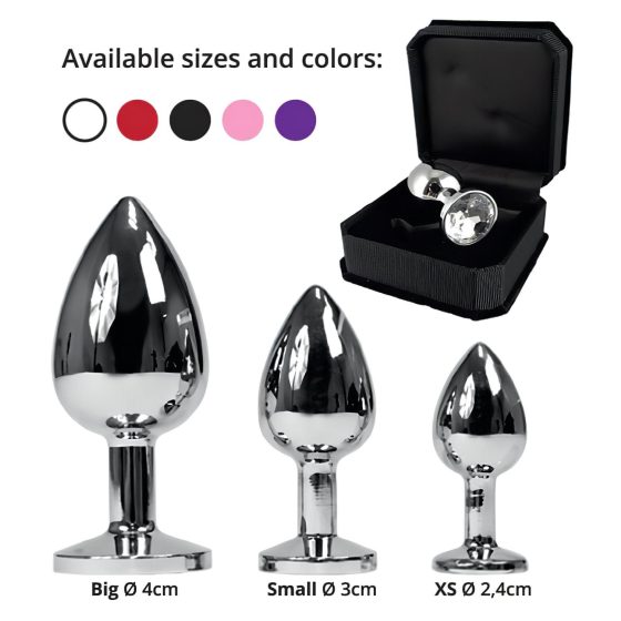 Rimba XS - transparent gem metal anal plug (silver)