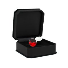 Rimba XS - red jeweled metal anal plug (silver)