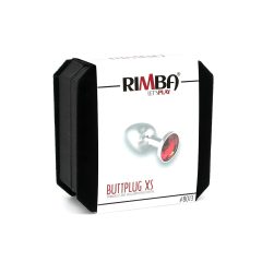 Rimba XS - Red Stoned, Metal Anal Dildo (Silver)