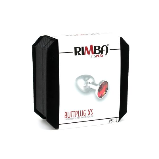 Rimba XS - Red Stoned, Metal Anal Dildo (Silver)