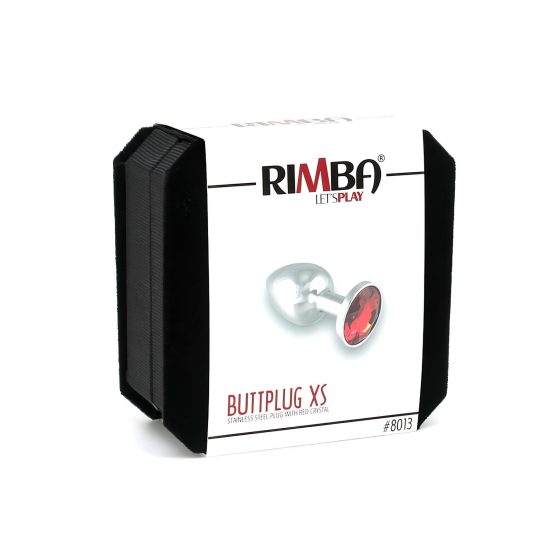 Rimba XS - red jeweled metal anal plug (silver)