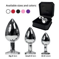 Rimba XS - black gem, metal anal plug (silver)