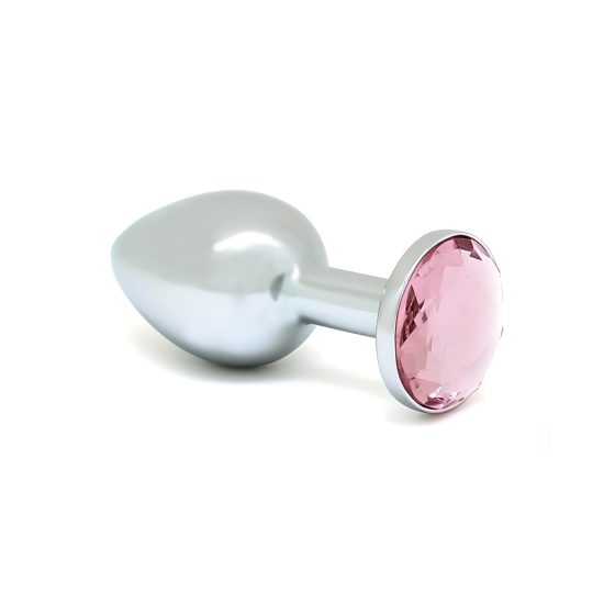 Rimba XS - pink jeweled metal anal plug (silver)