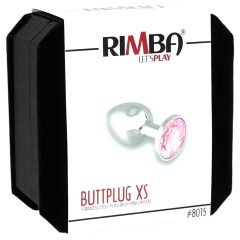 Rimba XS - pink jeweled metal anal plug (silver)