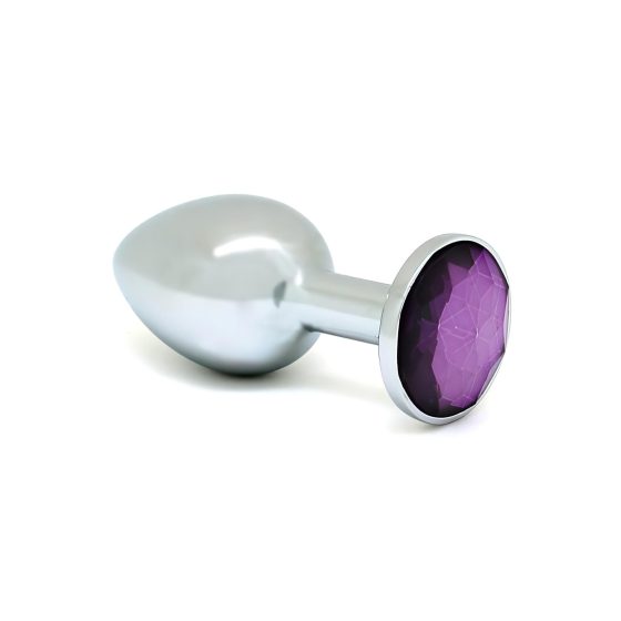 Rimba XS - purple gem, metal anal plug (silver)