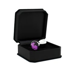 Rimba XS - purple gem, metal anal plug (silver)