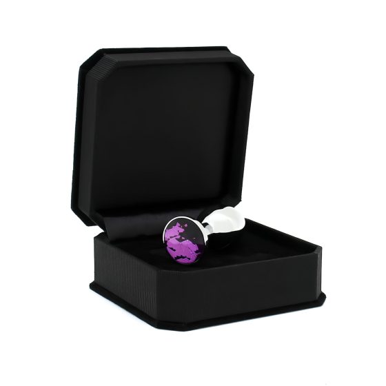 Rimba XS - purple gem, metal anal plug (silver)