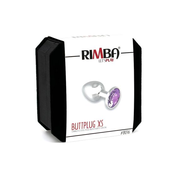 Rimba XS - purple gem, metal anal plug (silver)