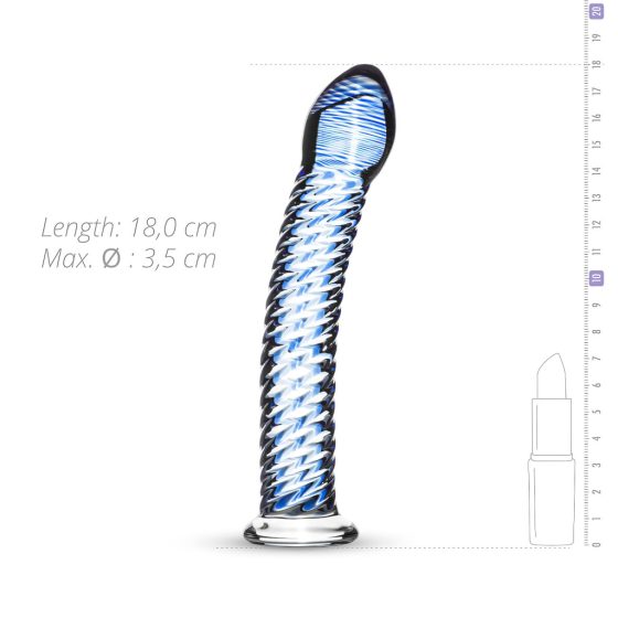 Gildo Glass No. 5 - Spiral Glass Dildo (Clear-Blue)