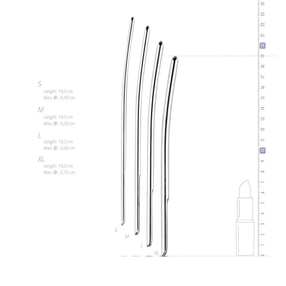 SINNER 175 - Curved Steel Urethral Dilator Dildo Set (4 Pieces) - Beginner