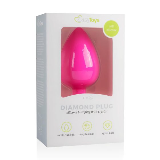 Easytoys Diamond - White-Stone Anal Plug (Large) - Pink