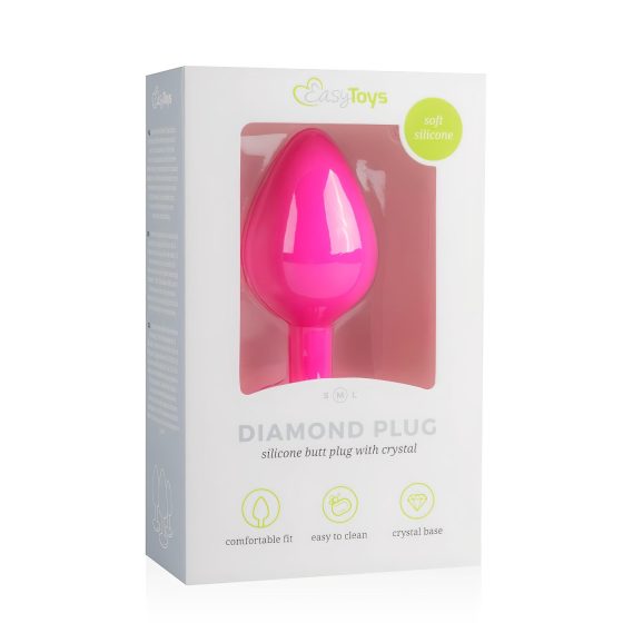 Easytoys Diamond - white-stoned anal plug (medium) - pink