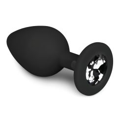 Easytoys Diamond - White Jewelled Anal Plug (Medium) - Black