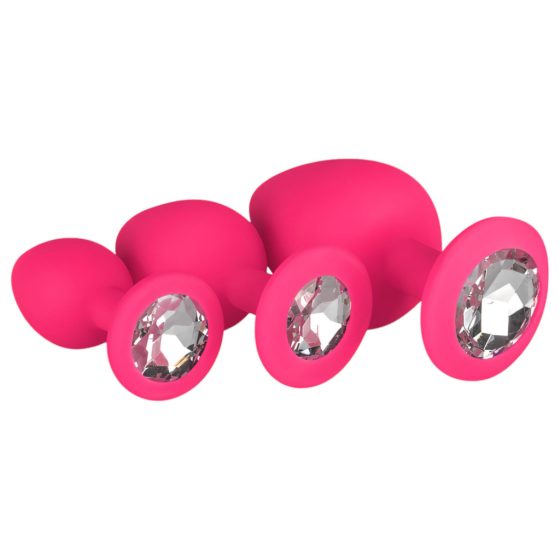 Easytoys Diamond - anal plug set (pink)