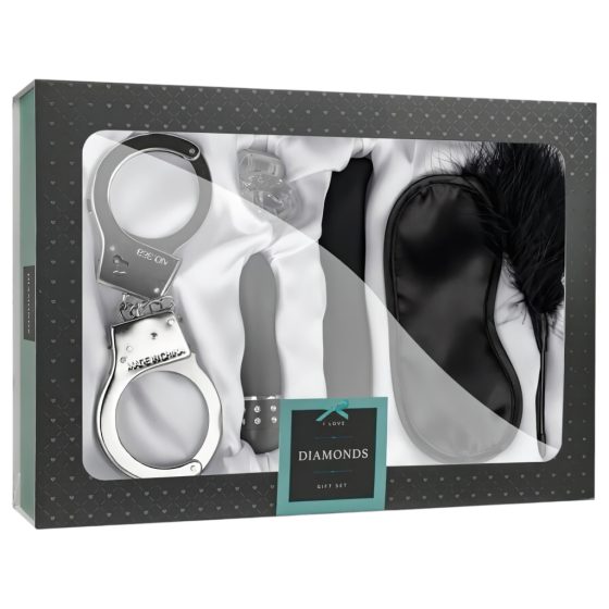 LoveBoxxx I Love Diamonds - Bondage Kit (6-Piece) - Black-Silver