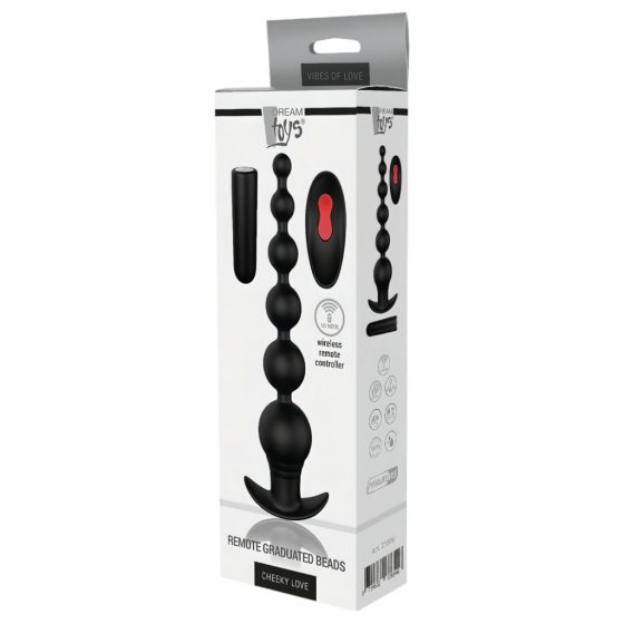 Cheeky Love - Rechargeable Radio Controlled Anal Bead Vibrator (Black)