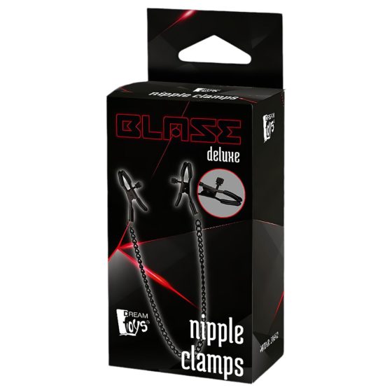 Blaze Deluxe - Metal Nipple Clamps with Chain (Black)