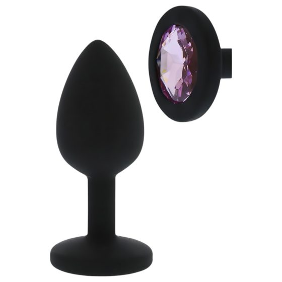 All Time Favorites - Purple Gem Silicone Anal Plug (Black)