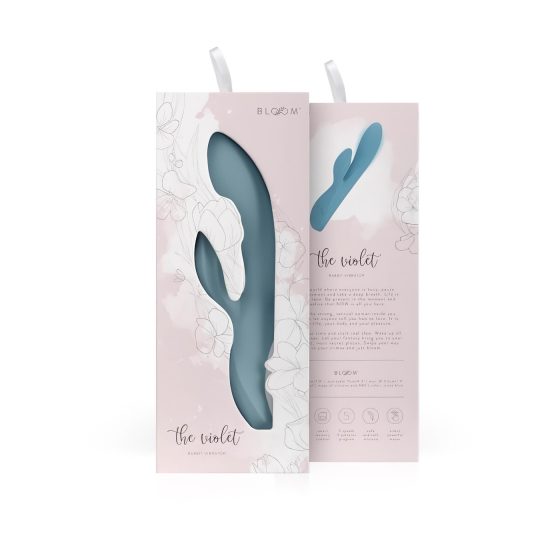 Bloom Violet Rabbit - Rechargeable G-spot Vibrator with Clitoral Arm (Turquoise)