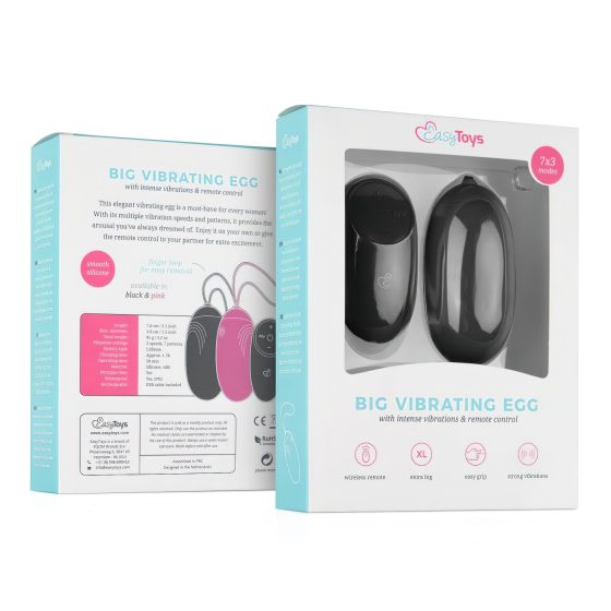 Easytoys - Rechargeable, Waterproof, Wireless Vibrating Egg (Black)