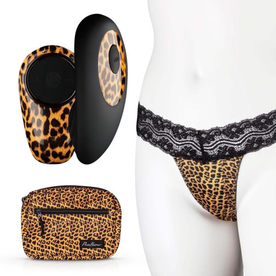 Panthra Tania - Battery-Operated, Wireless Vibrating Panties (Leopard-Black)