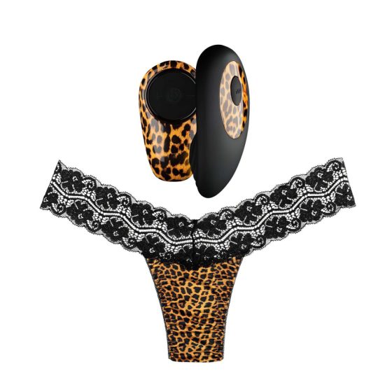 Panthra Tania - Battery-Operated, Wireless Vibrating Panties (Leopard-Black)