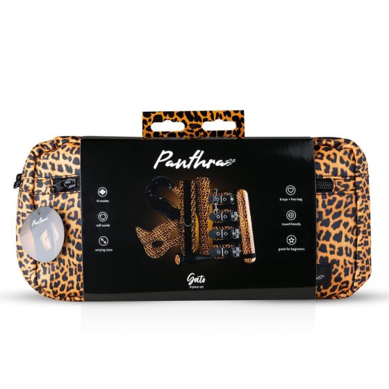 Panthra Gato - Vibrating Bondage Set (8 Pieces) - Leopard-Black