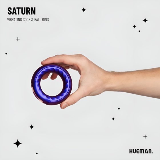 Hueman Saturn - Rechargeable, Waterproof Vibrating Cock Ring (Purple)