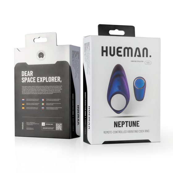 Hueman Neptune - Waterproof, Rechargeable, Radio-Controlled Vibrating Cock Ring (Purple)