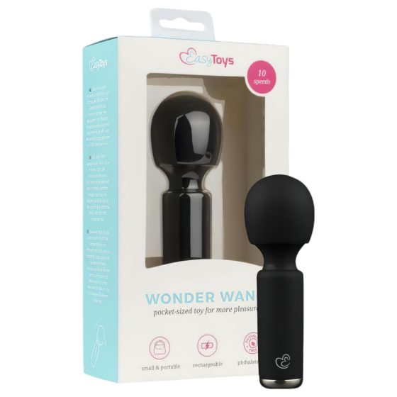 Easytoys Wonder Wand - rechargeable mini massager vibrator (black)