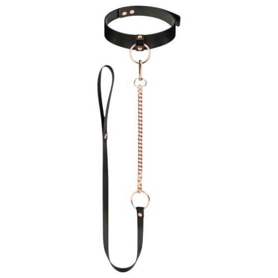 Rosy Gold - Collar And Leash (Black-Rose Gold)