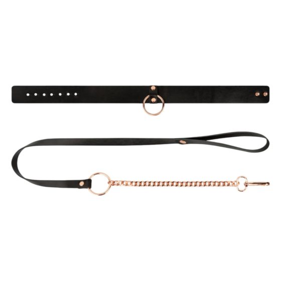 Rosy Gold - Collar And Leash (Black-Rose Gold)