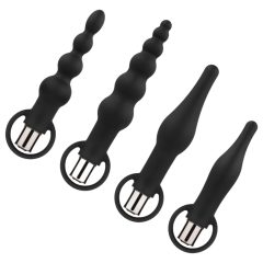 Easytoys - Rechargeable Anal Vibrator Set - 4 Pieces (Black)