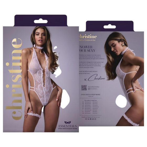 Christine - Open-Front Bodysuit Set (White)