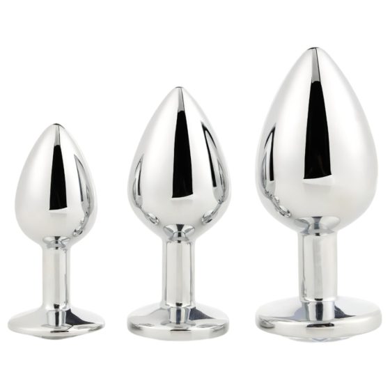 Gleaming Love - Anal Plug Dildo Set - Silver (3-piece)