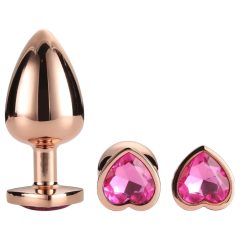   Gleaming Love - heart-shaped anal plug set - rosegold (3-piece)