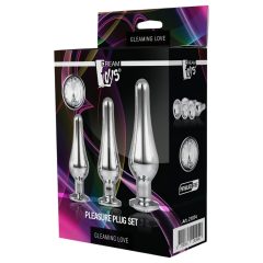 Gleaming Love - anal apex plug set - silver (3-piece)