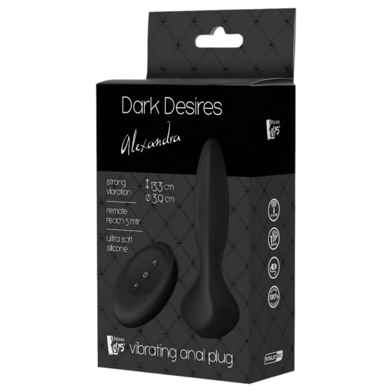 Alexandra Dark Desires - Rechargeable, Wireless Anal Vibrator (Black)