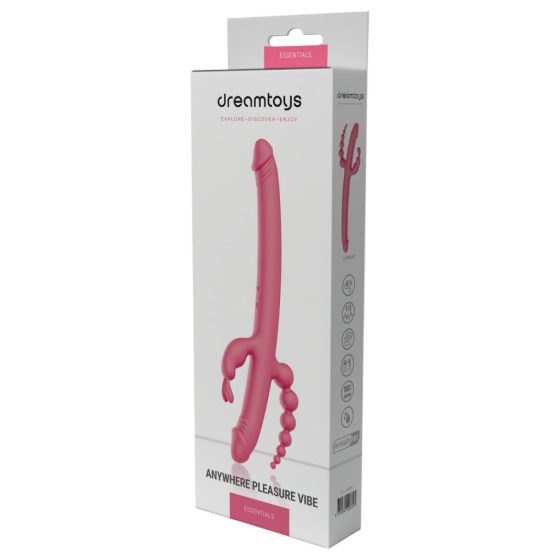 Dreamtoys Anywhere Pleasure Vibrator - Rechargeable, 4-Pronged (Pink)