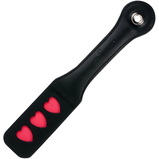 Sportsheets Impression: Heart, Leather Spanker (Black-Red)