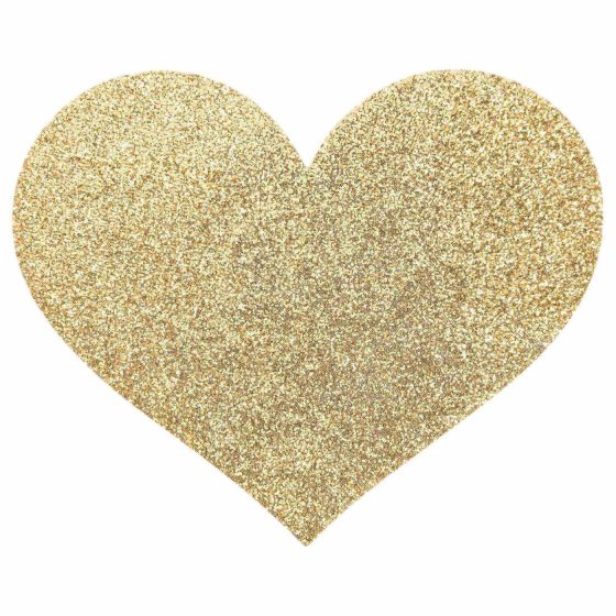 Bijoux Indiscrets Flash - glittering heart nipple stickers (gold)