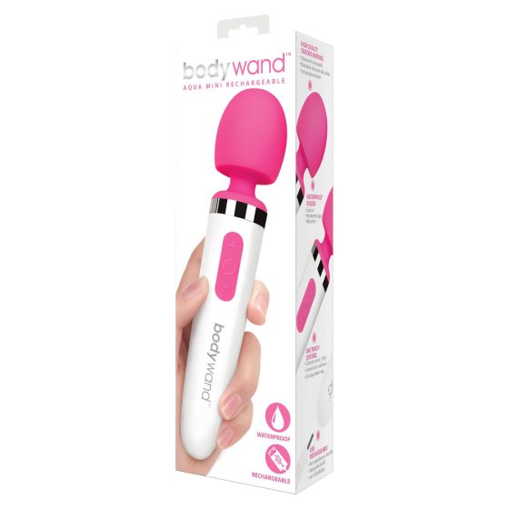 Bodywand Aqua Mini - Rechargeable Waterproof Massager Vibrator (White-Pink)