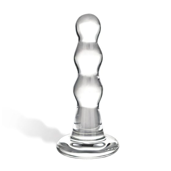 Wavy Glass Anal Dildo (Transparent)